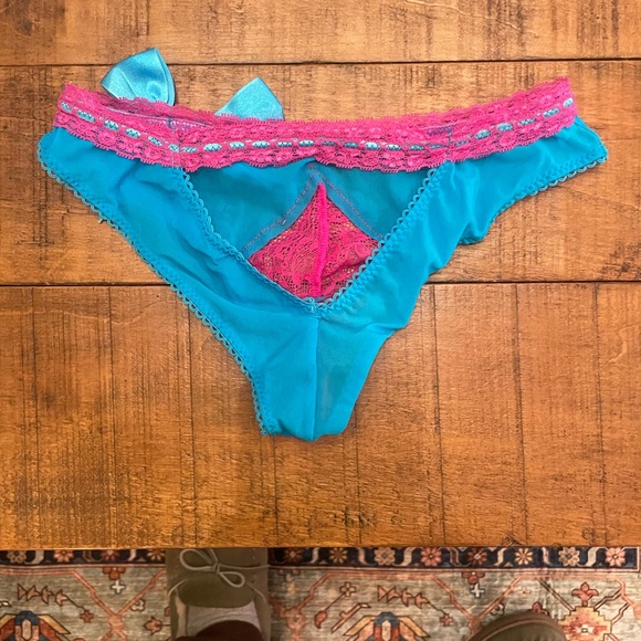 Intimates & Sleepwear Halter Neon Pink Blue Mesh Lace Bra Set Panties